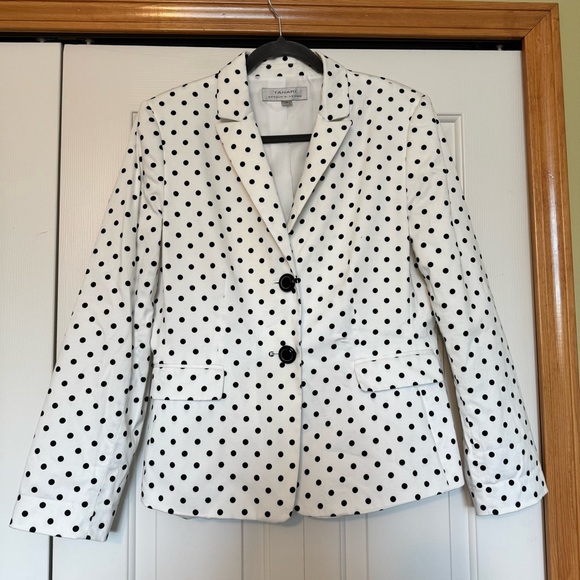 Tahari White and Black Polka Dot Blazer - Picture 1 of 7